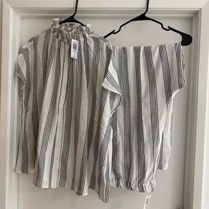 Torrid White and Black Striped Two-Piece Set